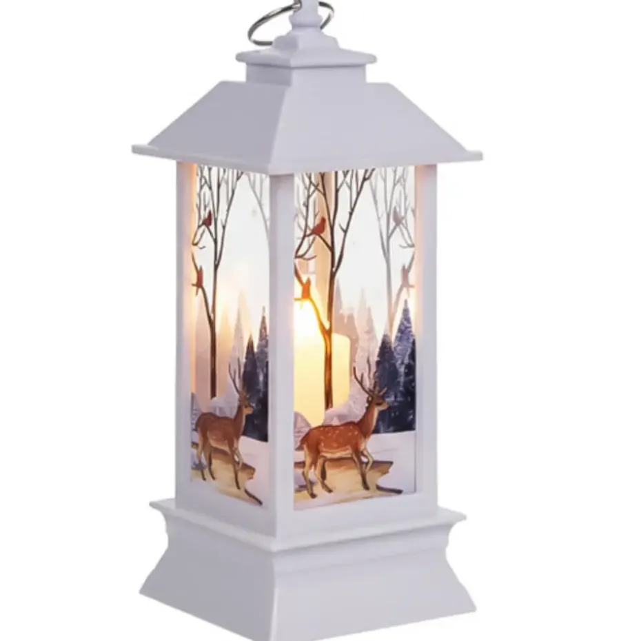 Ruhhy Kerstlantaarn - wit - 12 x 5 cm - kunststof - LED