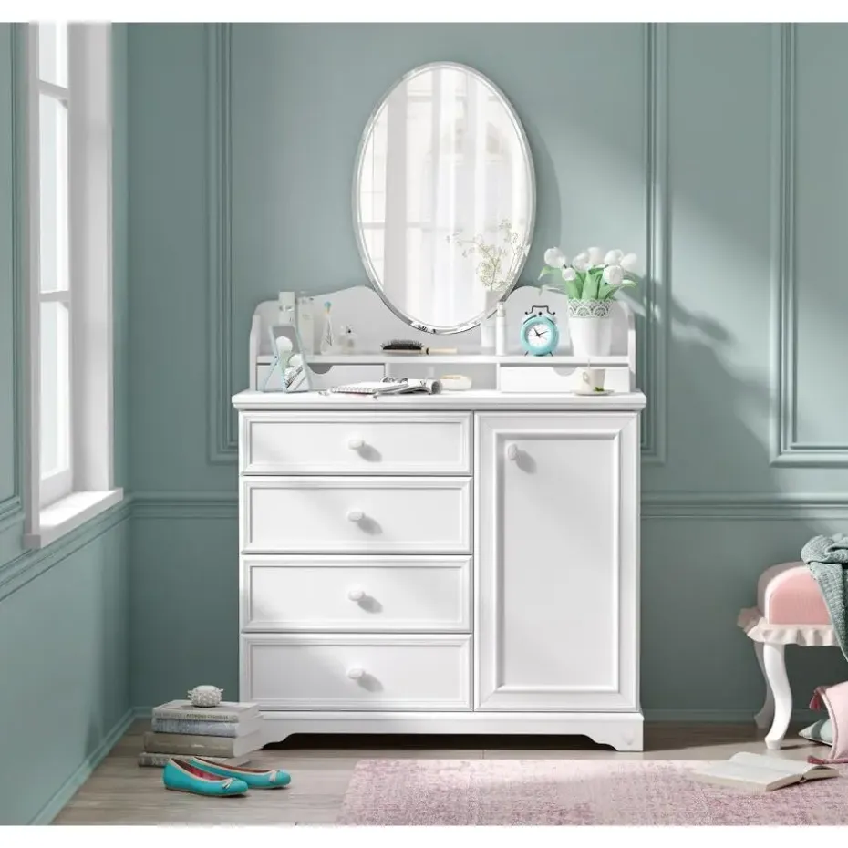 Rustic commode ladekast wit meisjeskamer