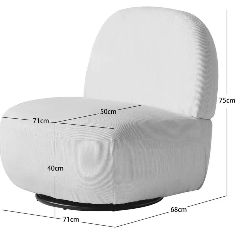 Salonstoel Swivel van metaal en beige fluweel