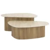 Salontafel Driehoek Walnoot/Travertin - 90x43x40cm - Set Van 2