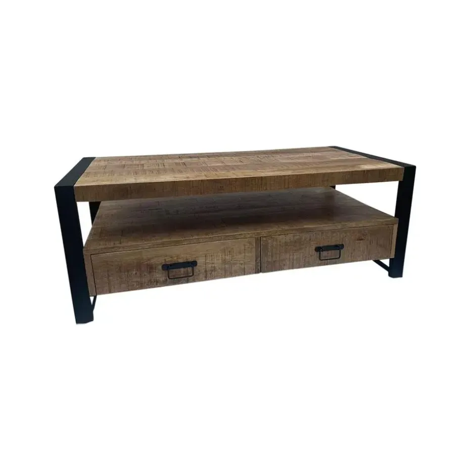 Salontafel Naturel Mangohout - 120x60x45cm - 4 Lades - Boaz