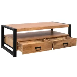 Salontafel Naturel Mangohout - 120x60x45cm - 4 Lades - Boaz