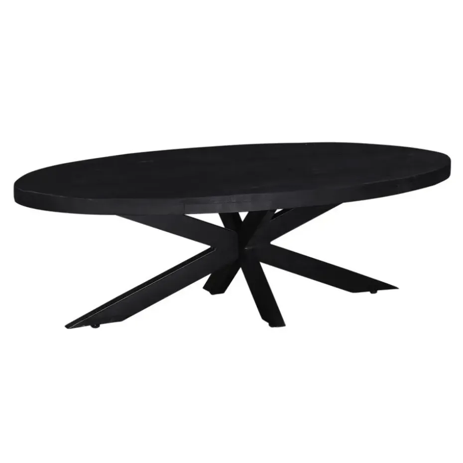 Salontafel Ovaal - Zwart - 130cm - Mangohout - Tafel Mansour