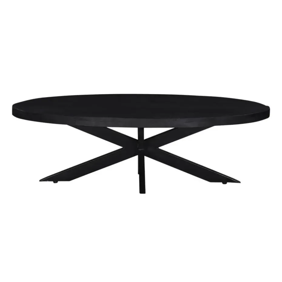Salontafel Ovaal - Zwart - 130cm - Mangohout - Tafel Mansour