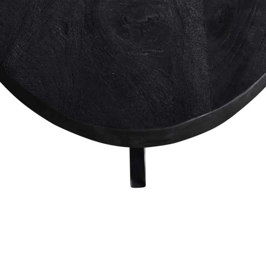 Salontafel Ovaal - Zwart - 130cm - Mangohout - Tafel Mansour