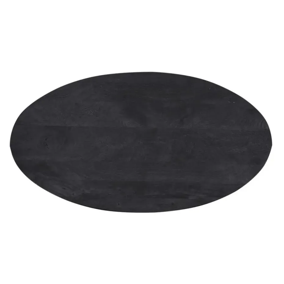 Salontafel Ovaal - Zwart - 130cm - Mangohout - Tafel Mansour