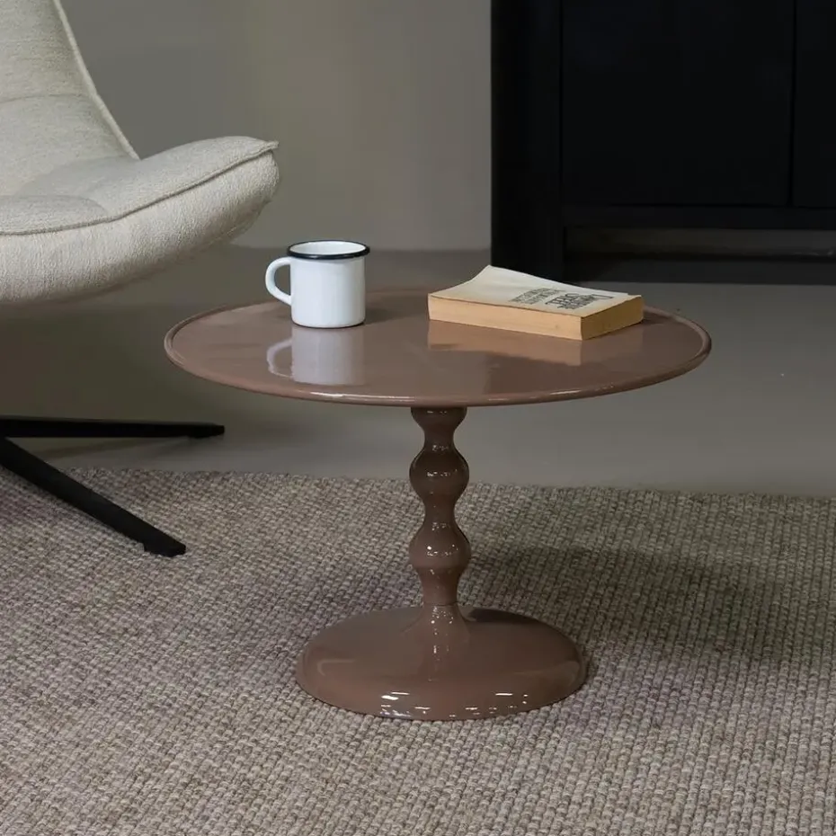 Salontafel Rond - Taupe Glans - 59x59x38,5cm - Carien
