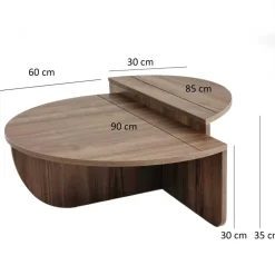 Salontafel Rond 90cm - Walnoot Bruin Melamine - Podium