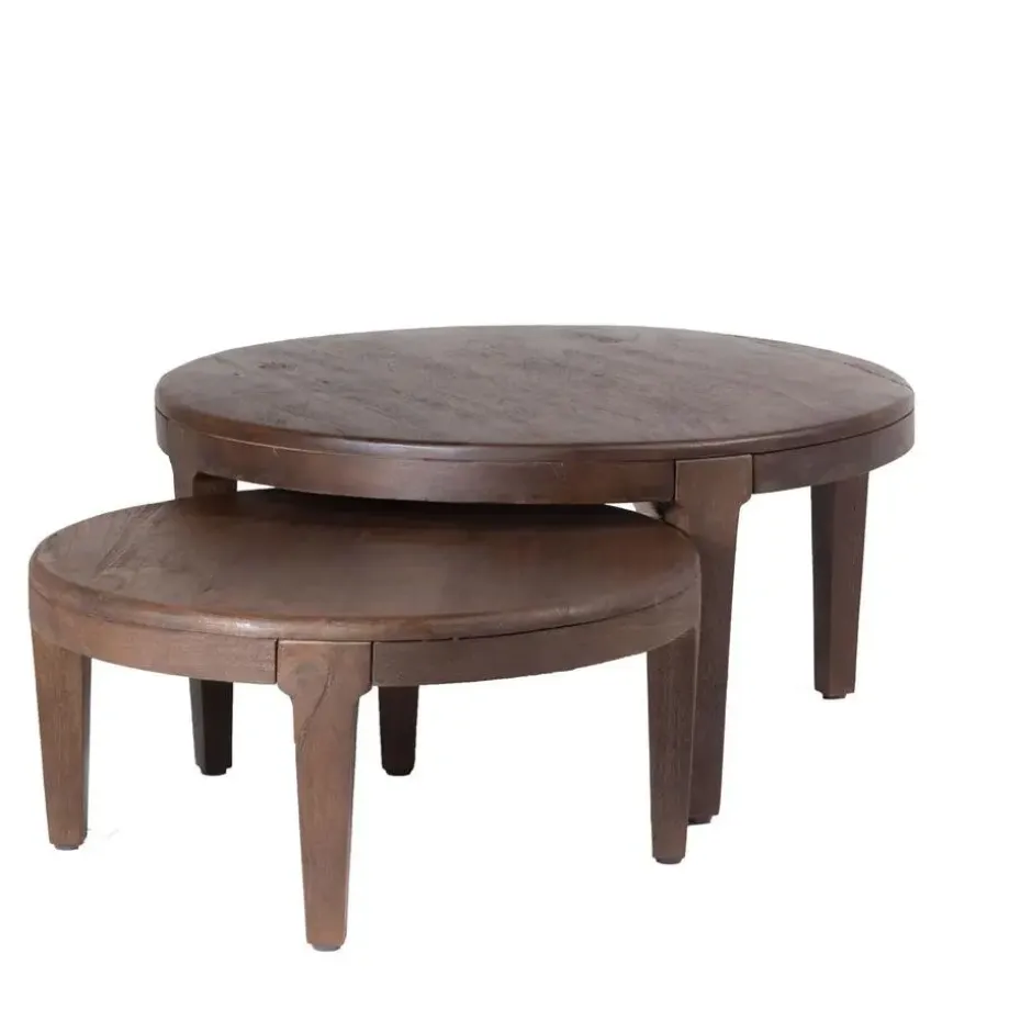 Salontafel Set van 2 - Acaciahout - Rond - Tafel Mio