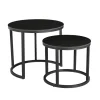 Salontafel set van 2 Paige marmer zwart rond - 53x53x47 cm - Stoneware - Zwart