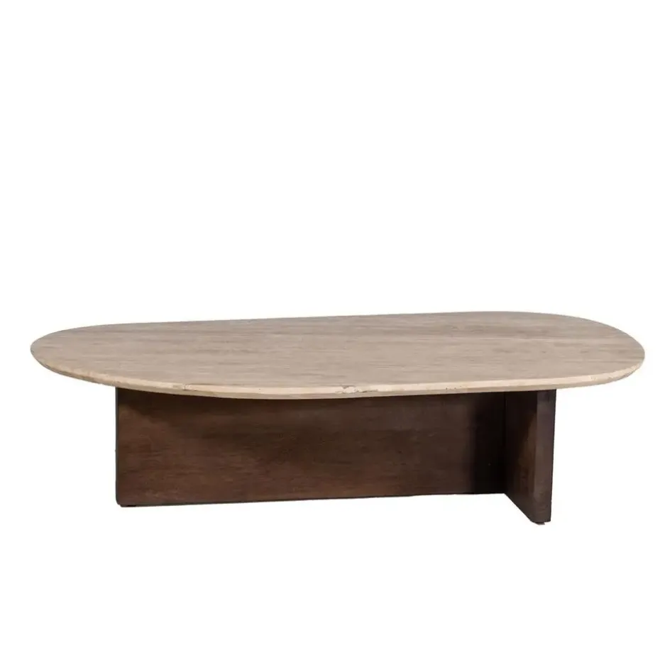 Salontafel Travertin - Beige/Bruin - Organische Vorm - Tafel Olaf