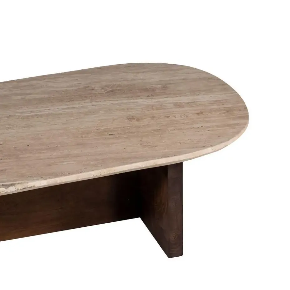 Salontafel Travertin - Beige/Bruin - Organische Vorm - Tafel Olaf