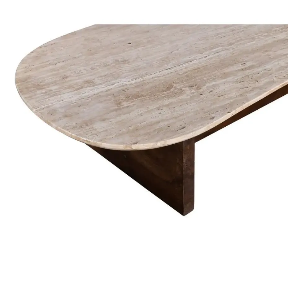 Salontafel Travertin - Beige/Bruin - Organische Vorm - Tafel Olaf