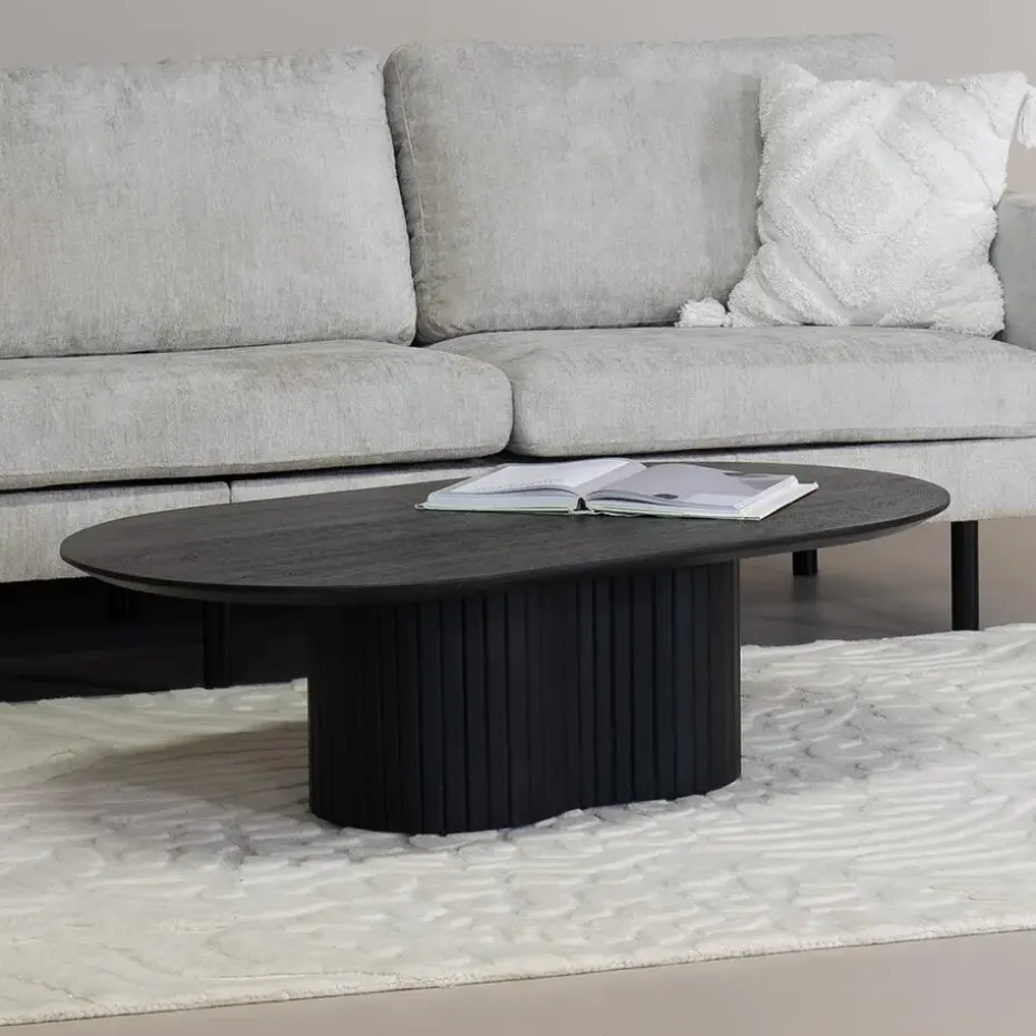 Salontafel Zwart Mangohout - Ovaal - 90x60x35cm - Ava