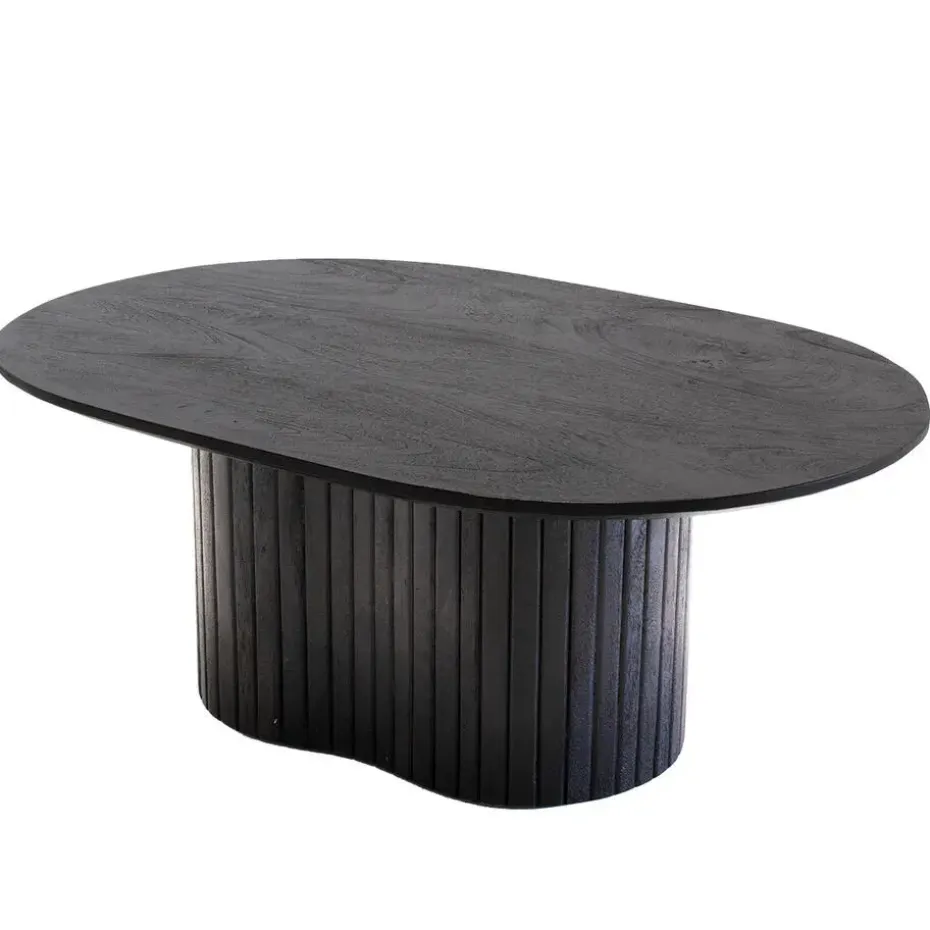 Salontafel Zwart Mangohout - Ovaal - 90x60x35cm - Ava