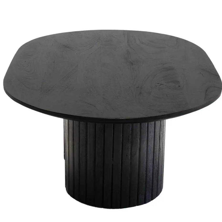 Salontafel Zwart Mangohout - Ovaal - 90x60x35cm - Ava