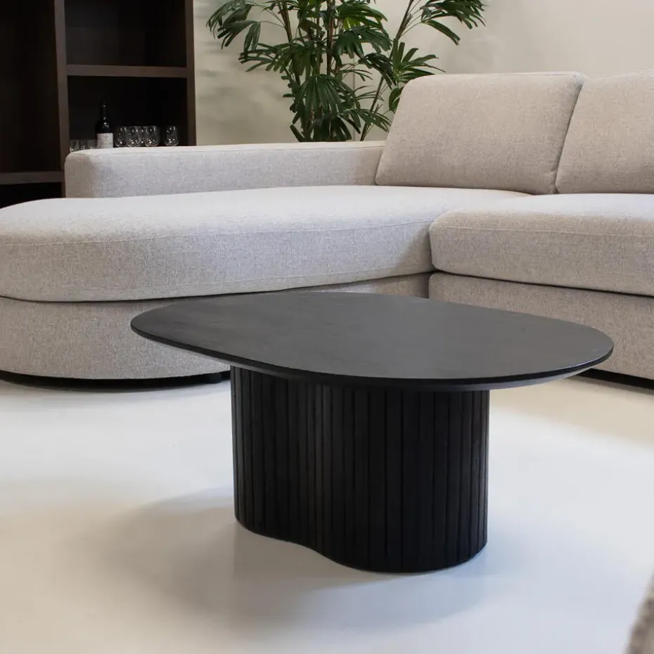 Salontafel Zwart Mangohout - Ovaal - 90x60x35cm - Ava
