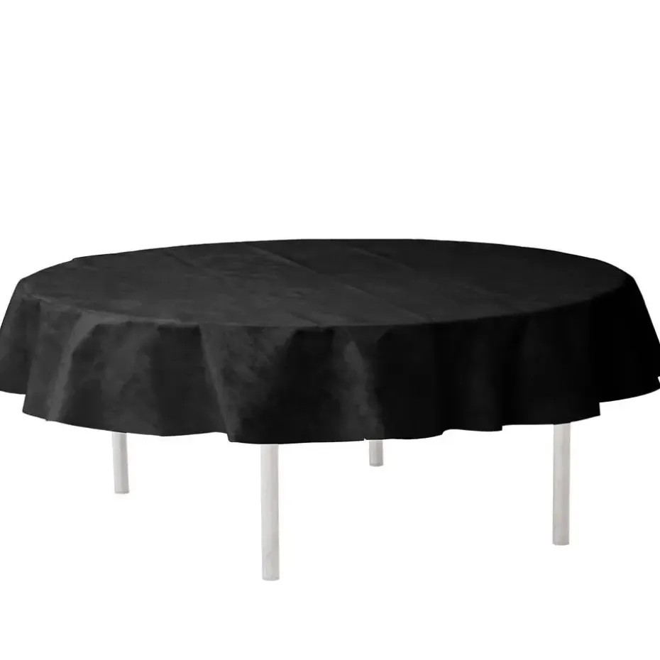 Santex Feest tafelkleed/tafellaken rond - zwart - 240 cm - stof
