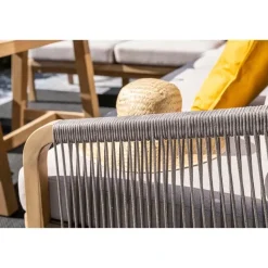 Santos lounge-diningset - 5-dlg.-links -acaciahout met white wash-sand