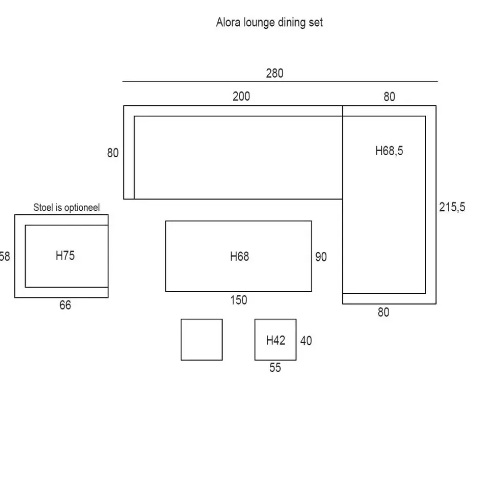 Santos lounge-diningset-5-dlg-links-acacia white wash-dgrijs-mgrey