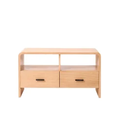 Scandinavische TV-meubel van massief hout met 2 laden