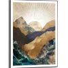 Schilderij Abstracte zonsopkomst - 70 x 50cm - Blauw