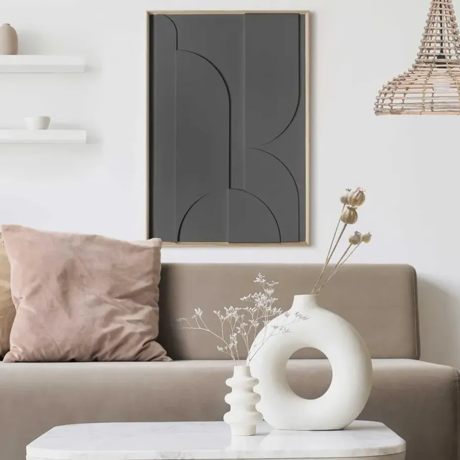Schilderij 3D Art Puzzeled - charcoal - 70 x 50cm - Zwart