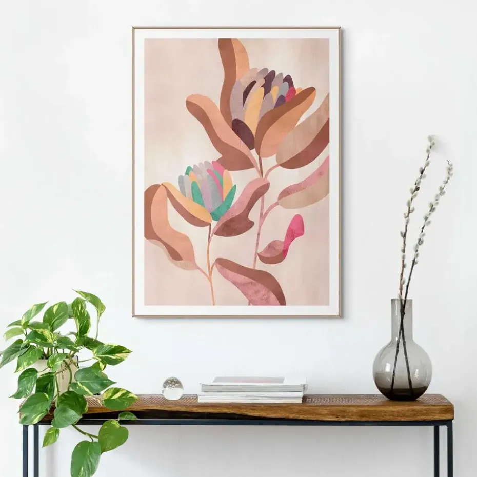 Schilderij Earth Flowers - 70 x 50cm - Bruin