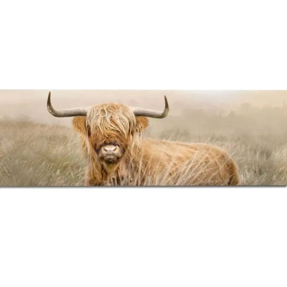 Schilderij Hooglander - 52 x 156cm - Beige