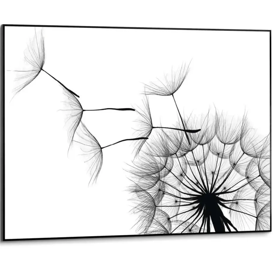 Schilderij Paardenbloem - 50 x 70cm - Zwart-Wit