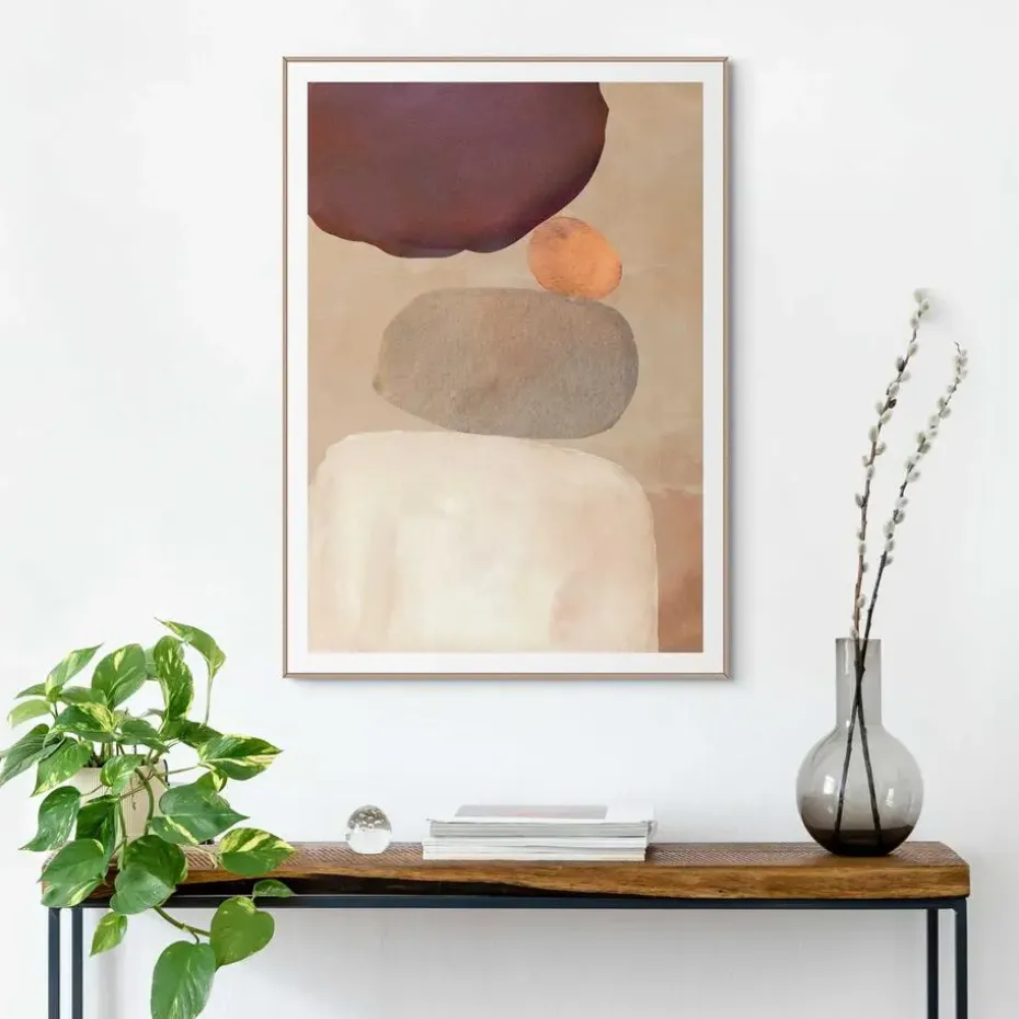 Schilderij Pebble Play - 70 x 50cm - Bruin