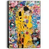 Schilderij The Modern Kiss - 90 x 60cm - Geel