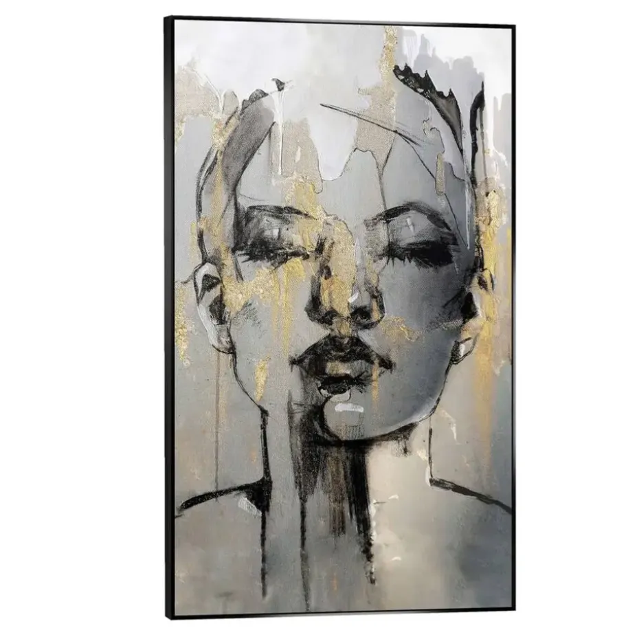 Schilderij vrouw met goud - 118x70 cm