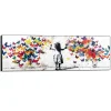 Schilderij Wolk van vlinders - 52 x 156cm - Bont