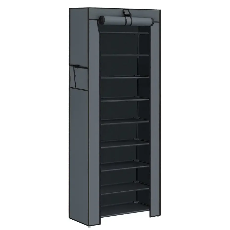 Schoenenkast - 10 Niveaus - tot 27 Paar Schoenen - 58x160cm - Grijs