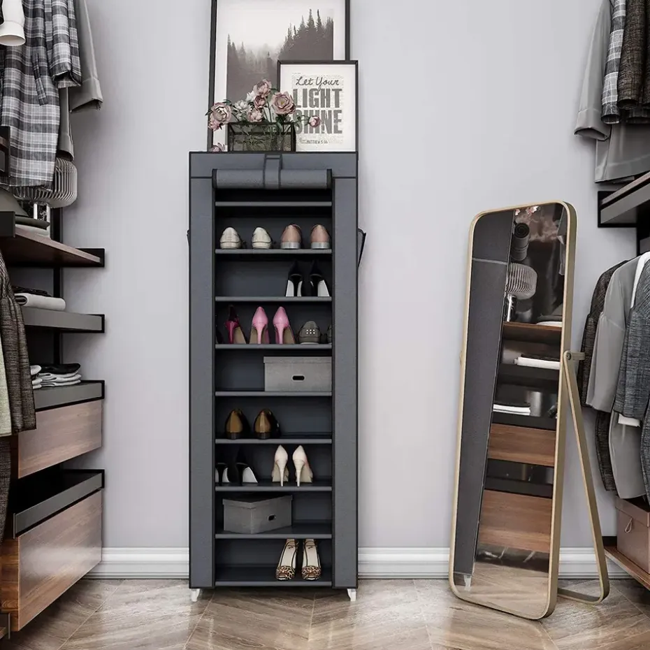 Schoenenkast - 10 Niveaus - tot 27 Paar Schoenen - 58x160cm - Grijs