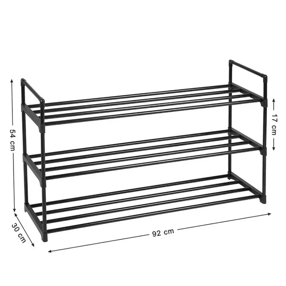 Schoenenrek - stapelbaar - 92x54x30 cm - zwart