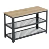 Schoenenrek met Industriële Look - Zwart Frame - 73x30x45cm