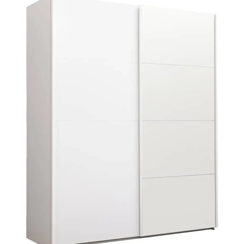Schuifdeurkast Bergamo - wit/spiegel - 221x178,5x66,6 cm