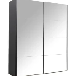 Schuifdeurkast Bergamo met spiegeldeuren - antraciet - 221x178,5x66,6 cm