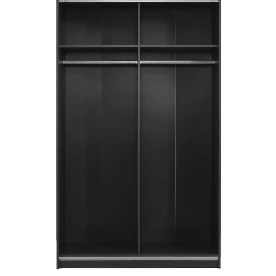 Schuifdeurkast Genua - antraciet/eikenkleur - 204x122x60 cm