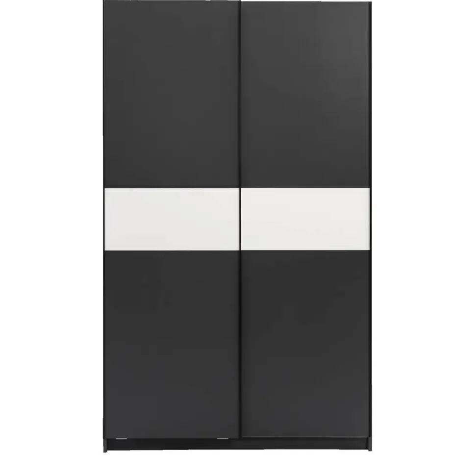 Schuifdeurkast Genua - antraciet/wit - 204x122x60 cm