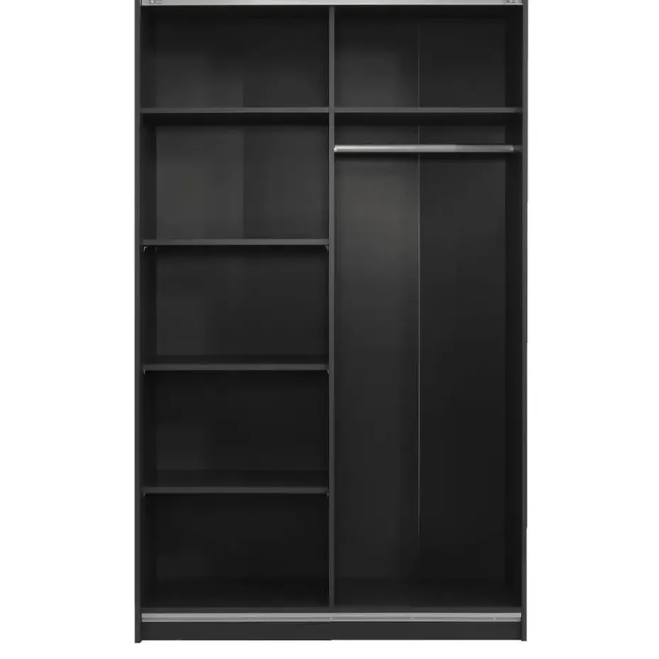 Schuifdeurkast Genua - antraciet/wit - 204x122x60 cm