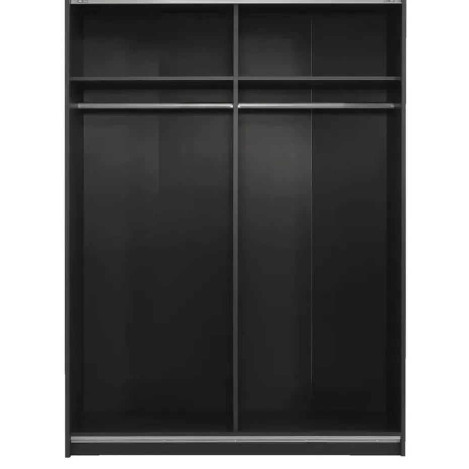 Schuifdeurkast Genua - antraciet/wit - 204x150x60 cm