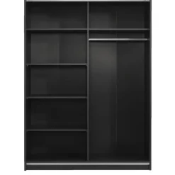 Schuifdeurkast Genua - antraciet/wit - 204x150x60 cm