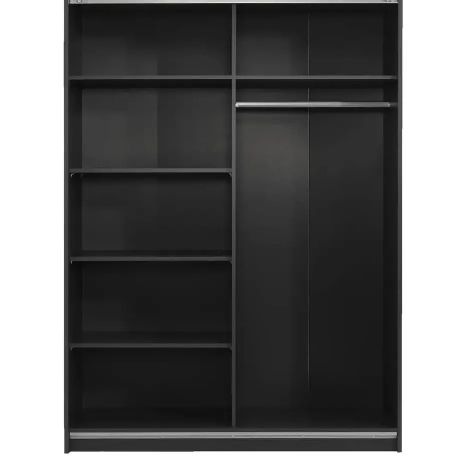Schuifdeurkast Genua - antraciet/wit - 204x150x60 cm