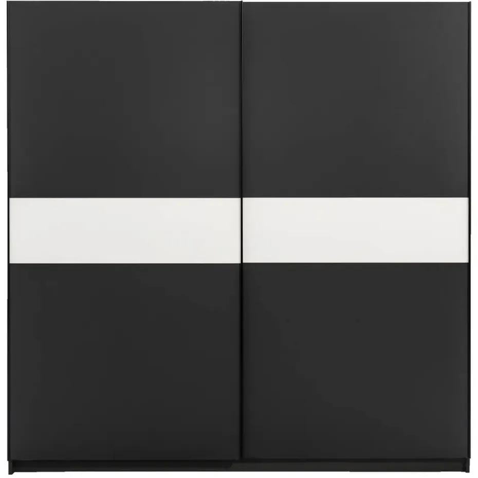 Schuifdeurkast Genua - antraciet/wit - 204x200x60 cm