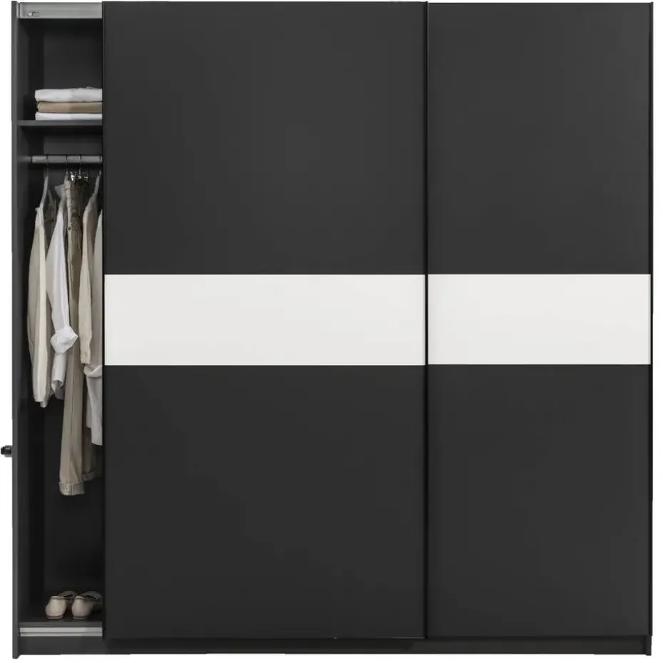 Schuifdeurkast Genua - antraciet/wit - 204x200x60 cm