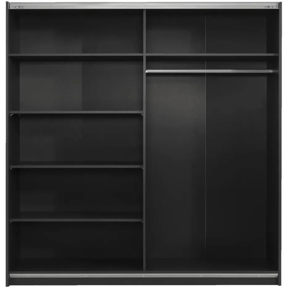 Schuifdeurkast Genua - antraciet/wit - 204x200x60 cm