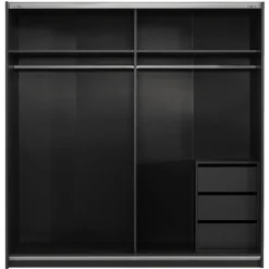 Schuifdeurkast Genua - antraciet/wit - 204x200x60 cm